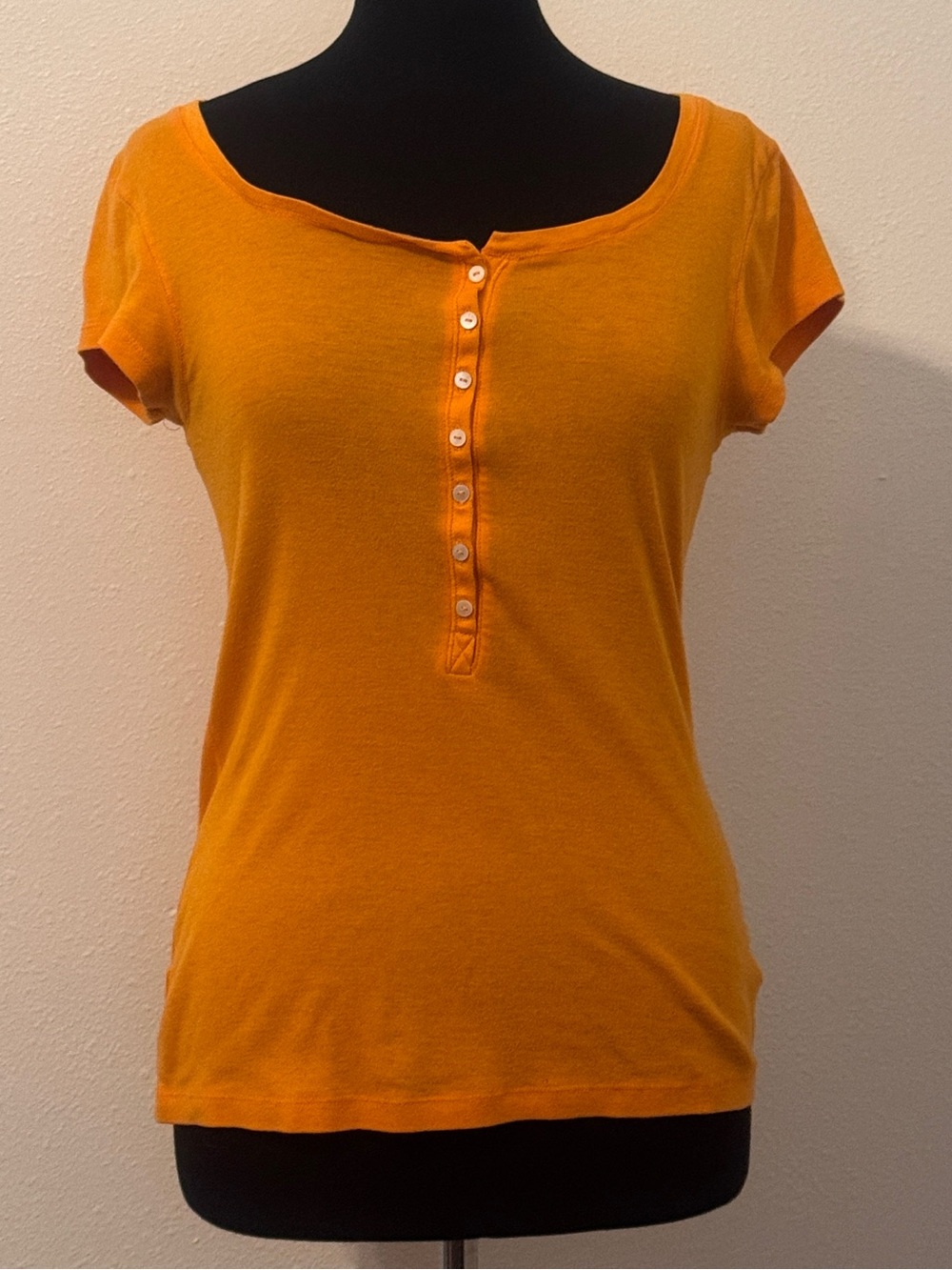 Old Navy Orange Henley Short Sleeve Top Medium M Cotton Blend